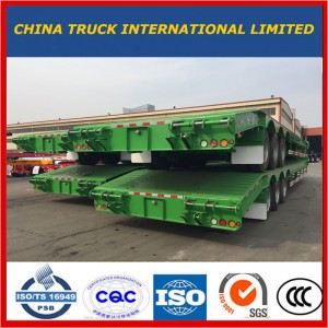 Vert Lowbed Lowbed de lit du col de cygne de Lowboy de transport d'excavatrice de 3 axes semi remorque